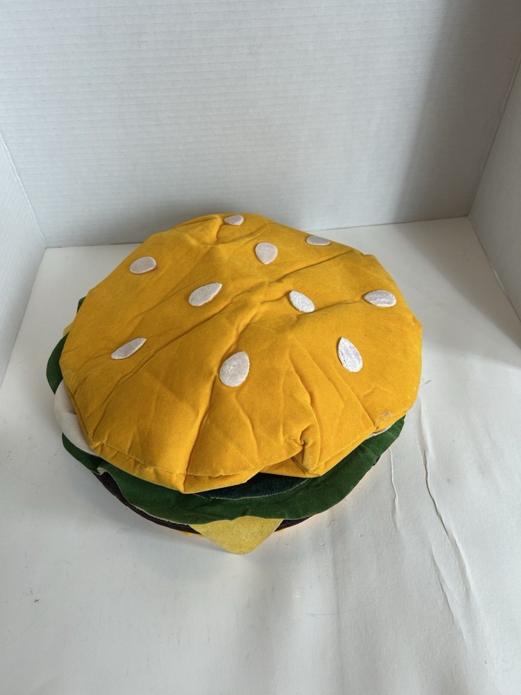Hamburger Hat; Plush One Size. Costume Accessory.