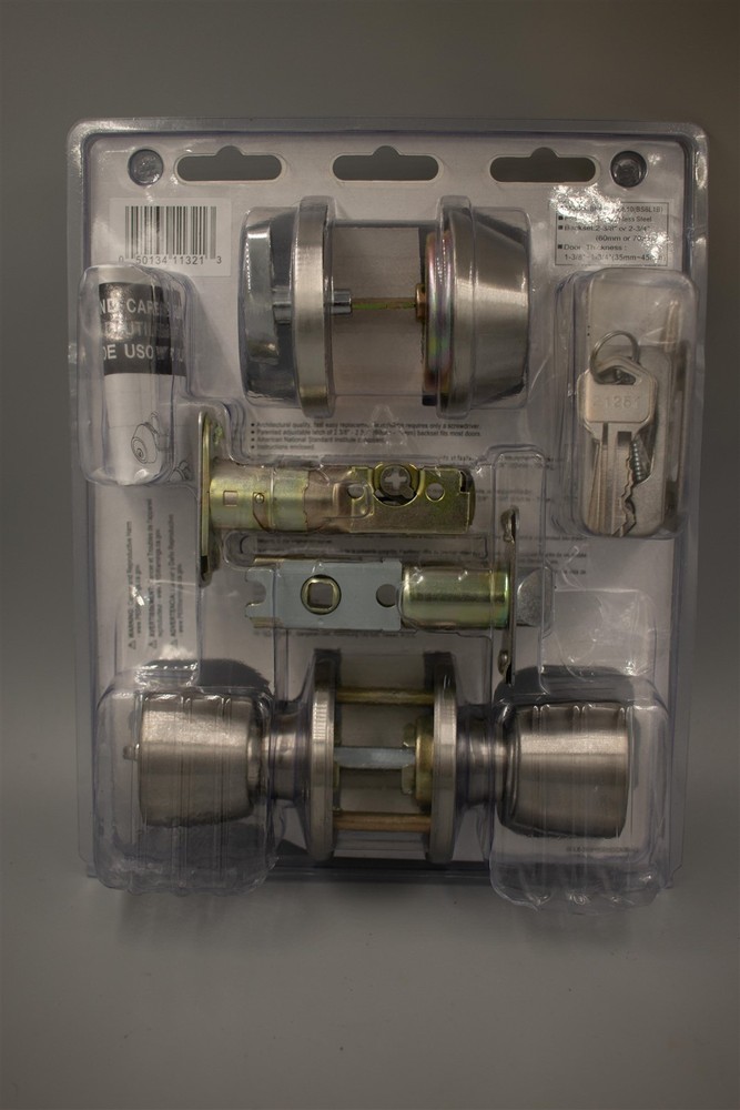 Faultless Stainless Keyed Deadbolt / Front Door Doorknob Set