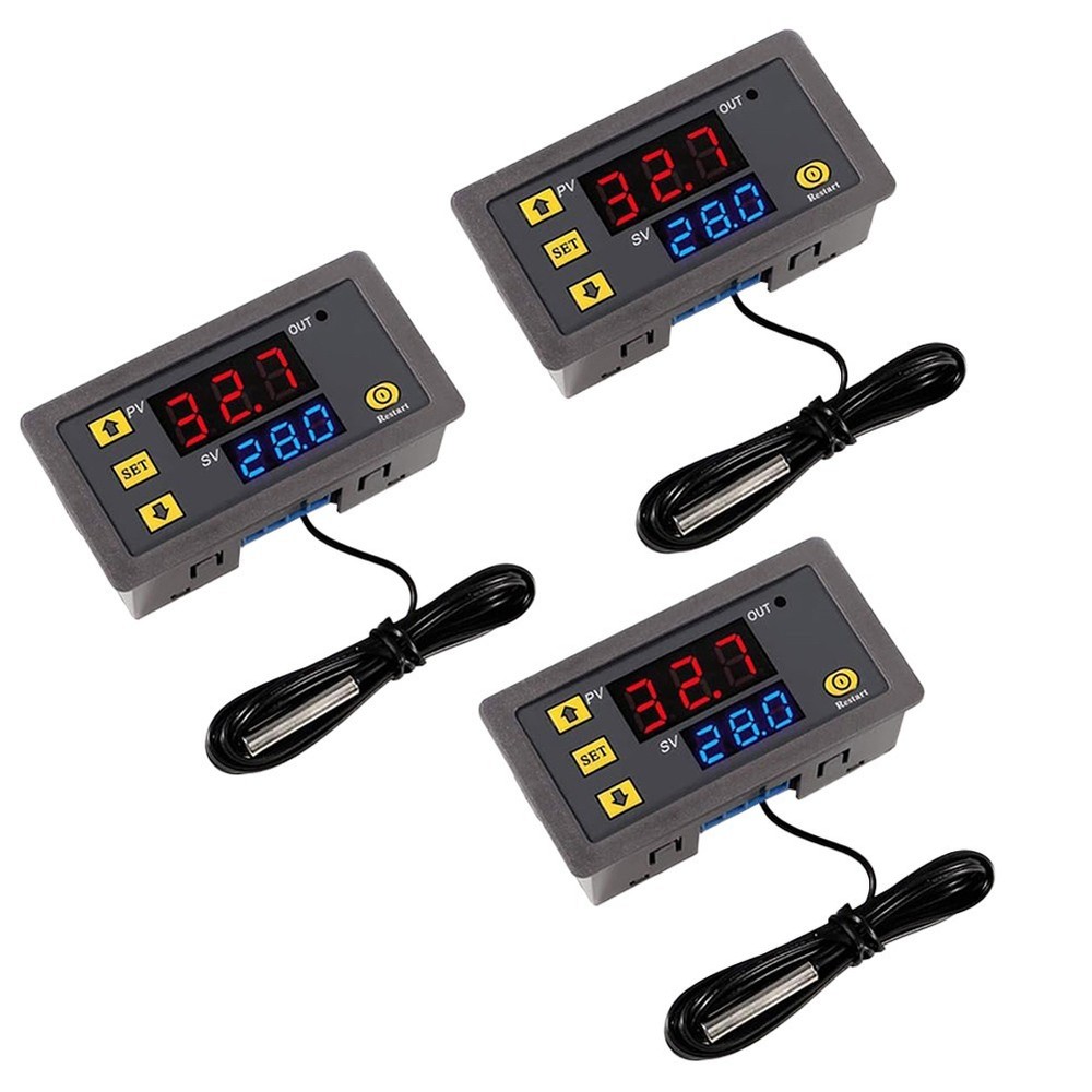 3PCS Digital Thermostat Temperature Controller with Stainless Steel Sensor