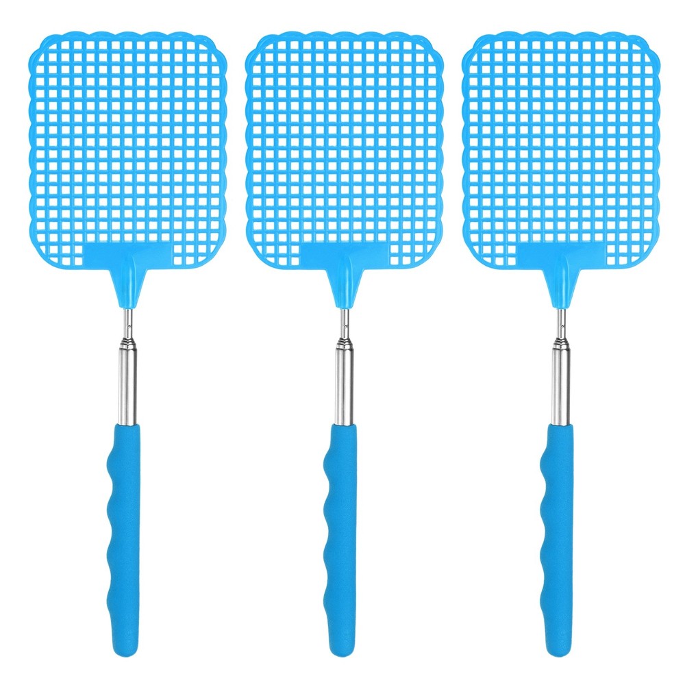 3-Pack 26~72cm Plastic Fly Swatter for Indoors [Blue]