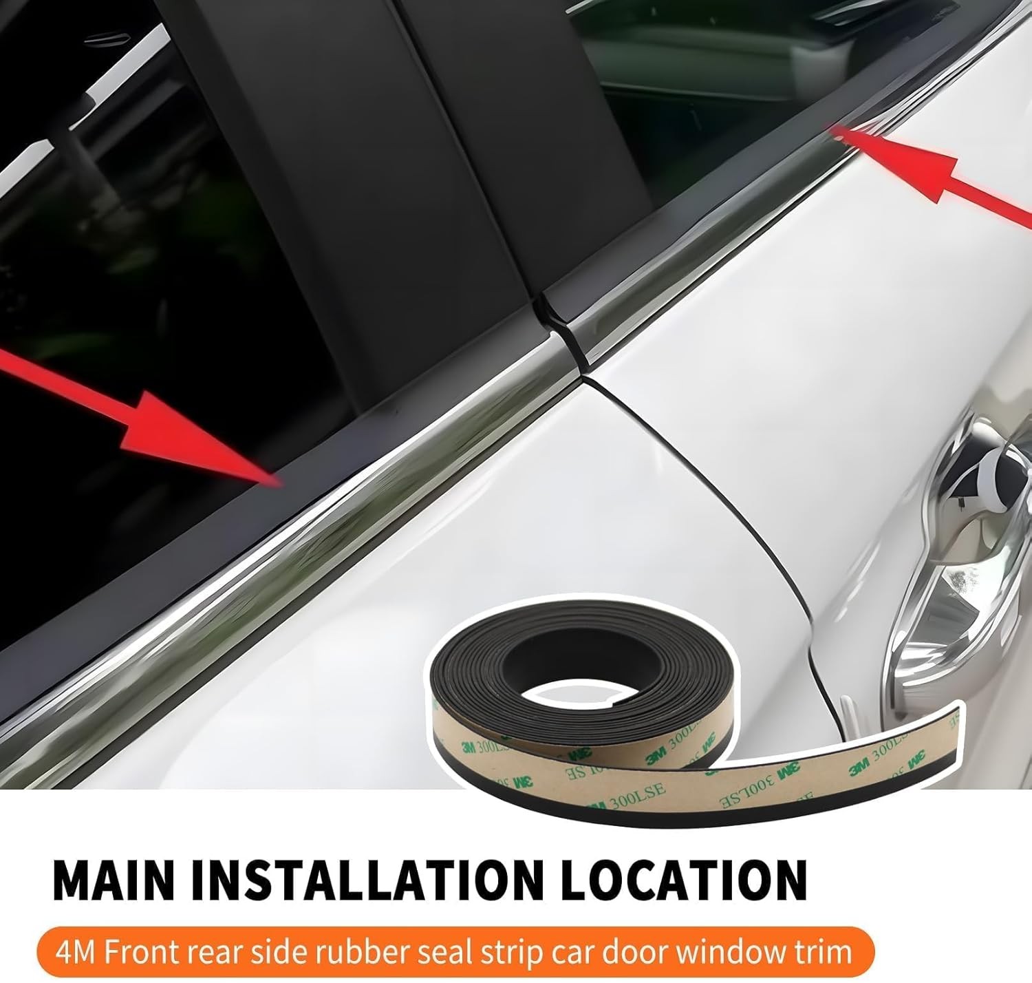 13.12FT Front Rear Side Rubber Seal Strip Car Door Window Trim Self Compatible w