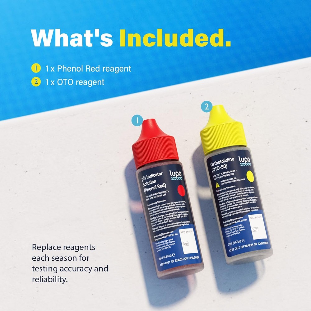 Lupo 3in1 Pool Test Kit Replacement Reagents | Pool Testing Kit Refill Reagen...
