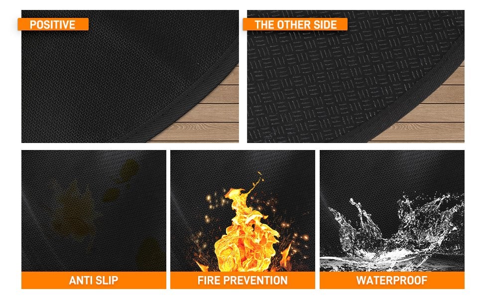 Firebubbles Premium Under BBQ Grill Round Mat Protects Deck/Patio Backyard US