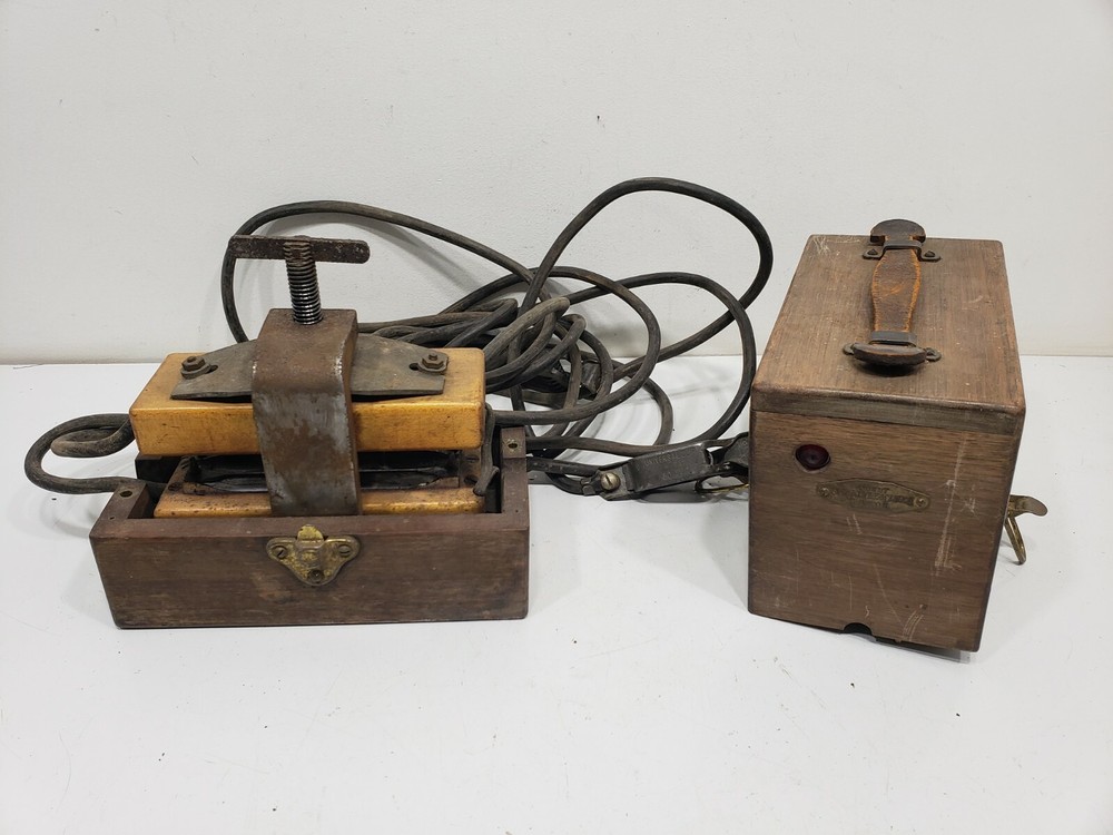ANTIQUE SIMPLEX WIRE CABLE ELECTRIC SOLDERING IRON TOOL MACHINE BOSTON