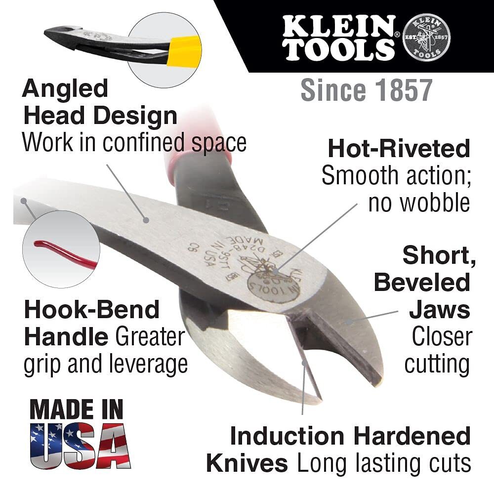 Klein Tools D248-9ST Pliers, Ironworker's Diagonal Cutting Pliers with High