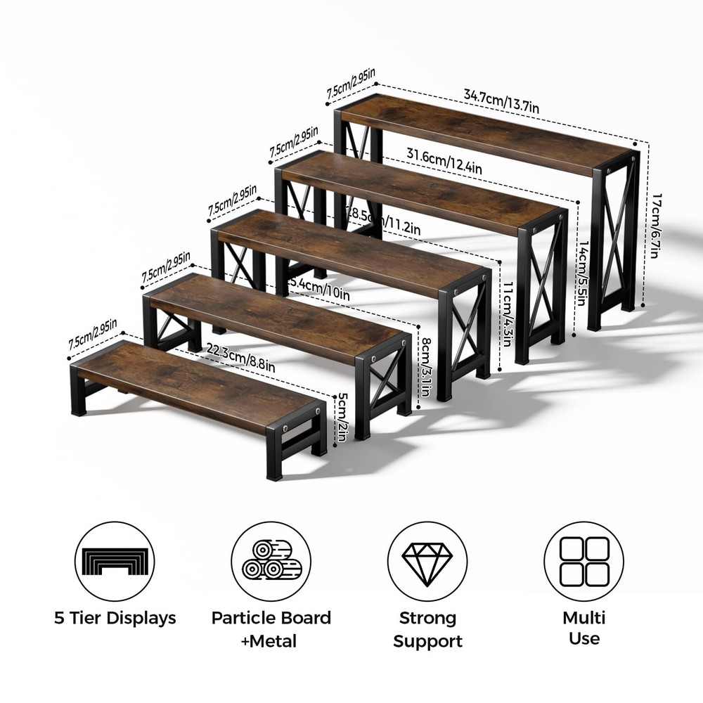 Stackable Wooden Cologne Organizer for Men, 5-Tier Tray Risers Display Makeup...