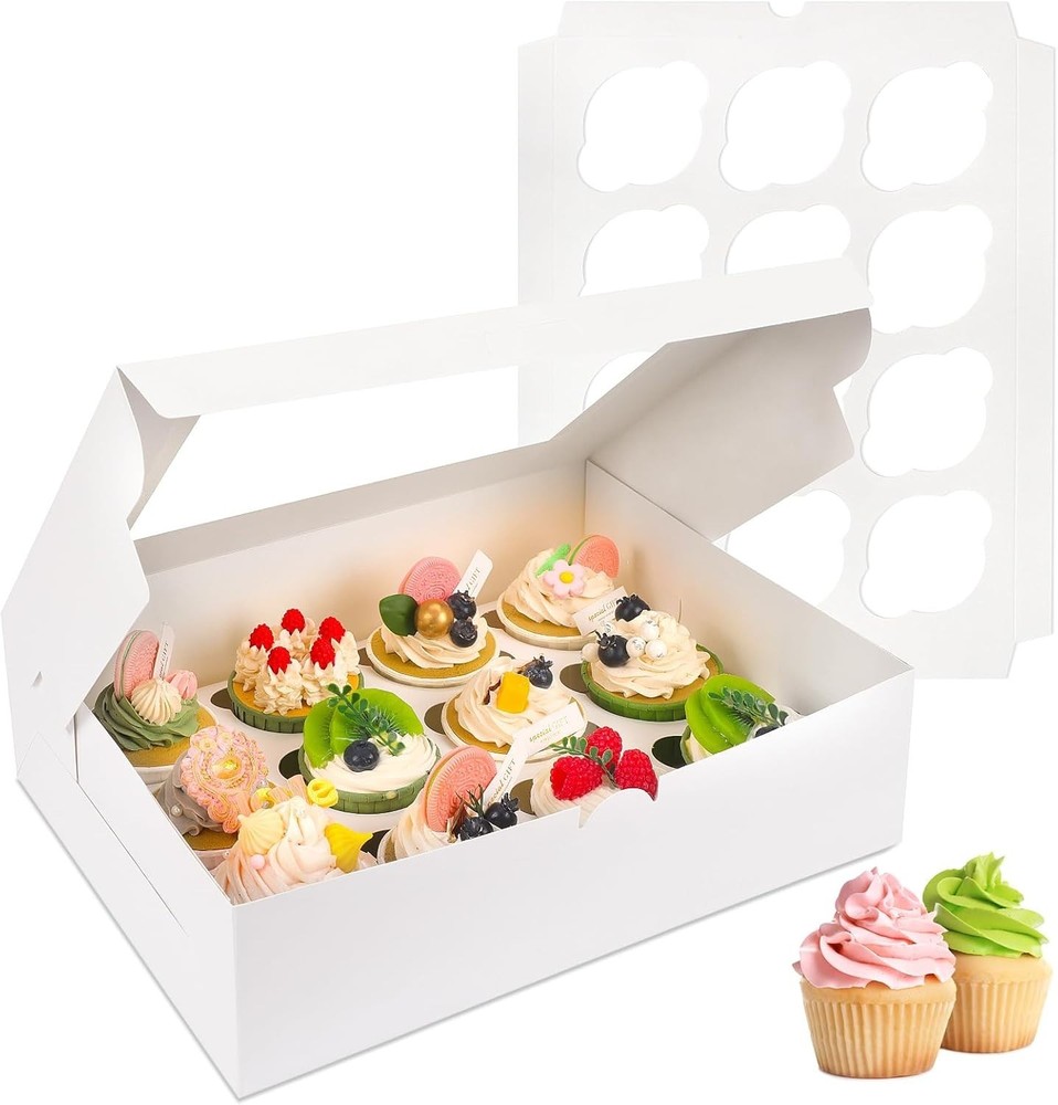 30pcs Cupcake Boxes, Cupcake Boxes 12 Count, Cupcake Containers with Window C...