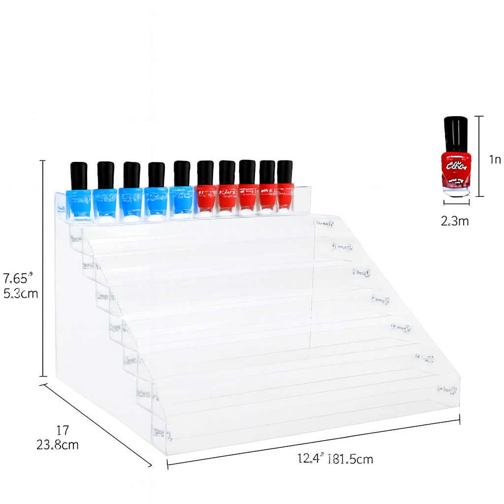 Clear Acrylic 7-Tier Display Stand Beauty Cosmetic Organizer Retail Shelf