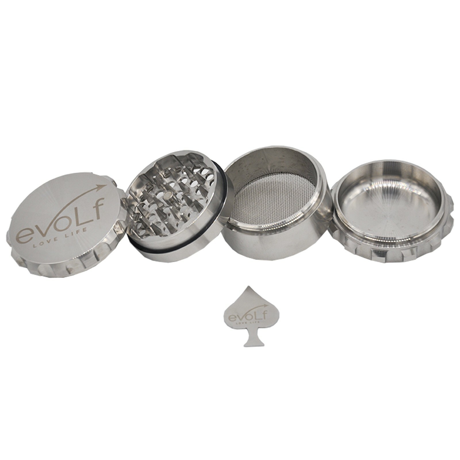 Evolf Stainless Steel Herb Grinder 2.5"- 4 piece UPDATED Premium and Luxury