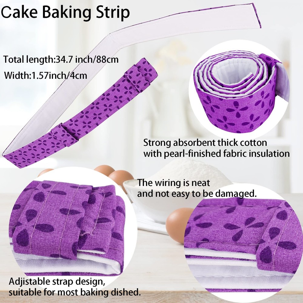 4-Piece Bake Even Strips, Super Absorbent Thick Cake Pan Dampen Strips, Keeps