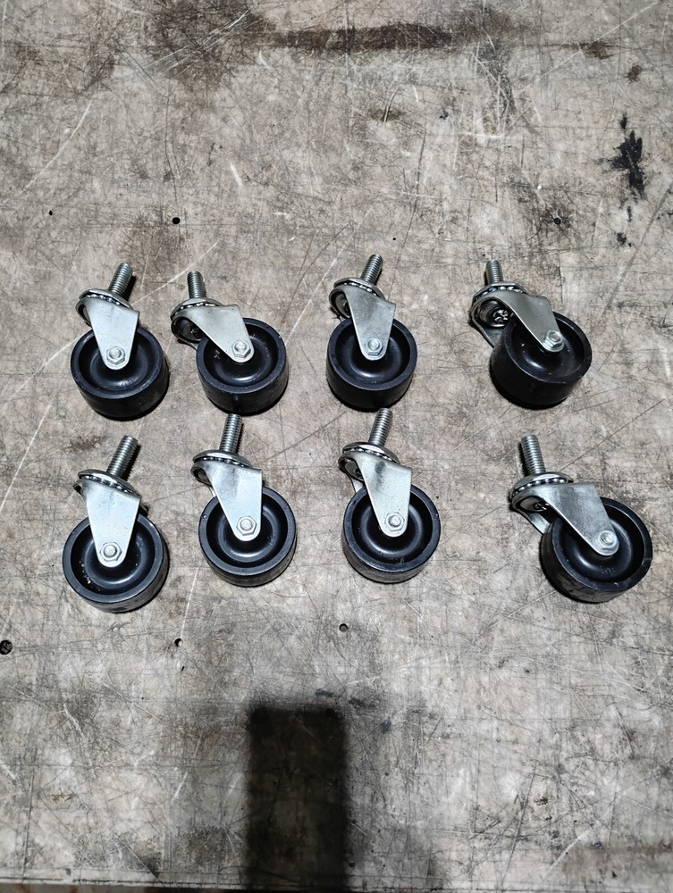 8 Pack 2 Inch Stem Caster Swivel Black Polyurethane Caster Wheels