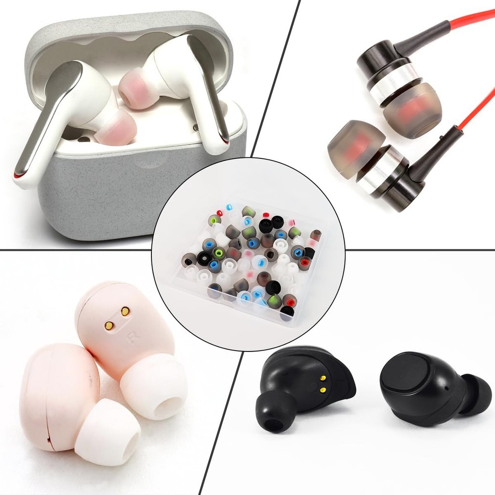 60PCS Earbuds Replacement Tips Silicone, Ear Bud Pieces 10 Colors