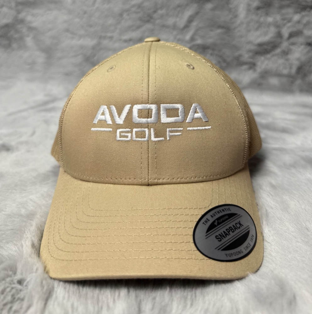 Avoid Golf Hat Cap Beige Trucker Snap Back Irons and Wedges Golf Golfer