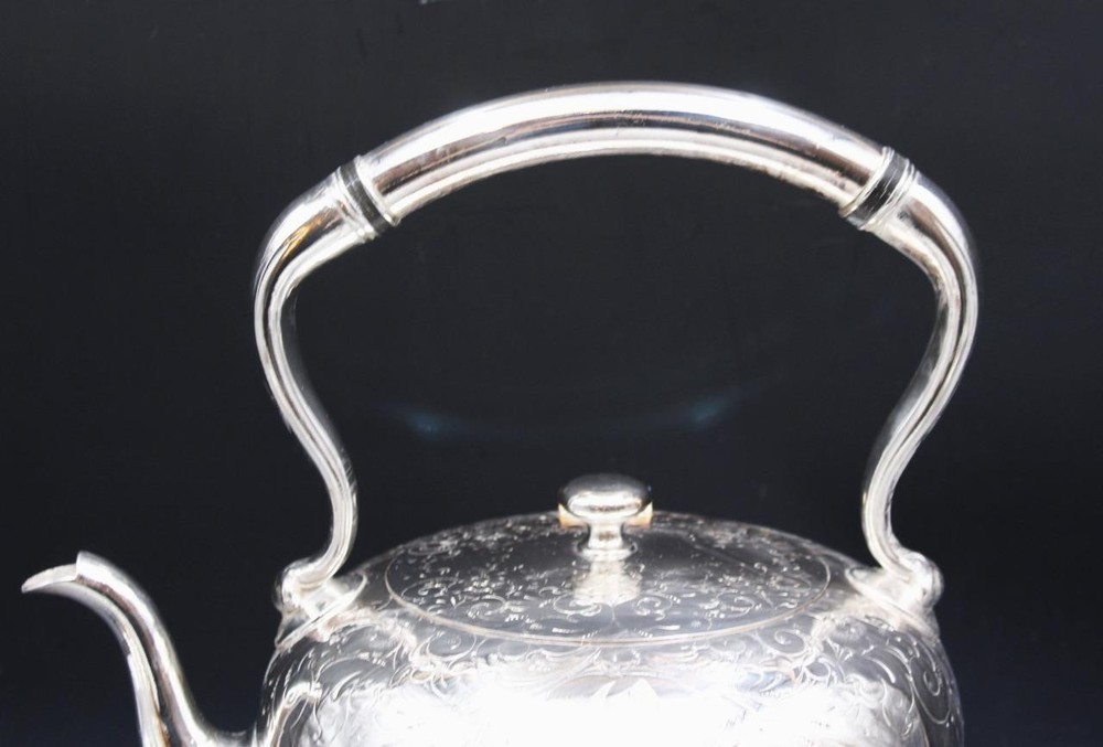 Antique Barbour Silver Co Silver Plate 6 Piece Tea Set w/ Tilting Kettle