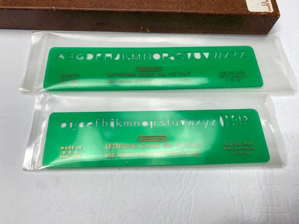 NOS Wricoprint Lettering Guide Model NV14 Drafting Set Engineering