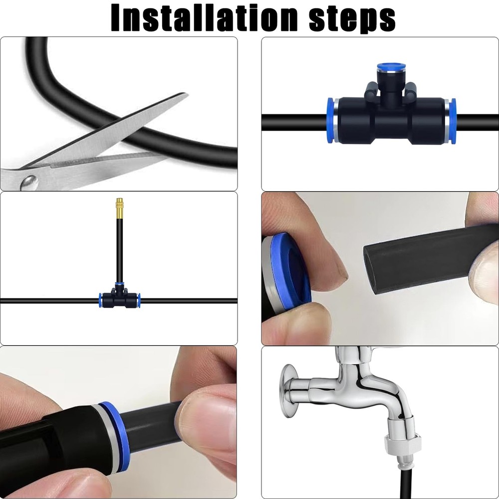 49.21Ft Drip Irrigation System, 360° Bendable Drip Irrigation Kit Automatic I...