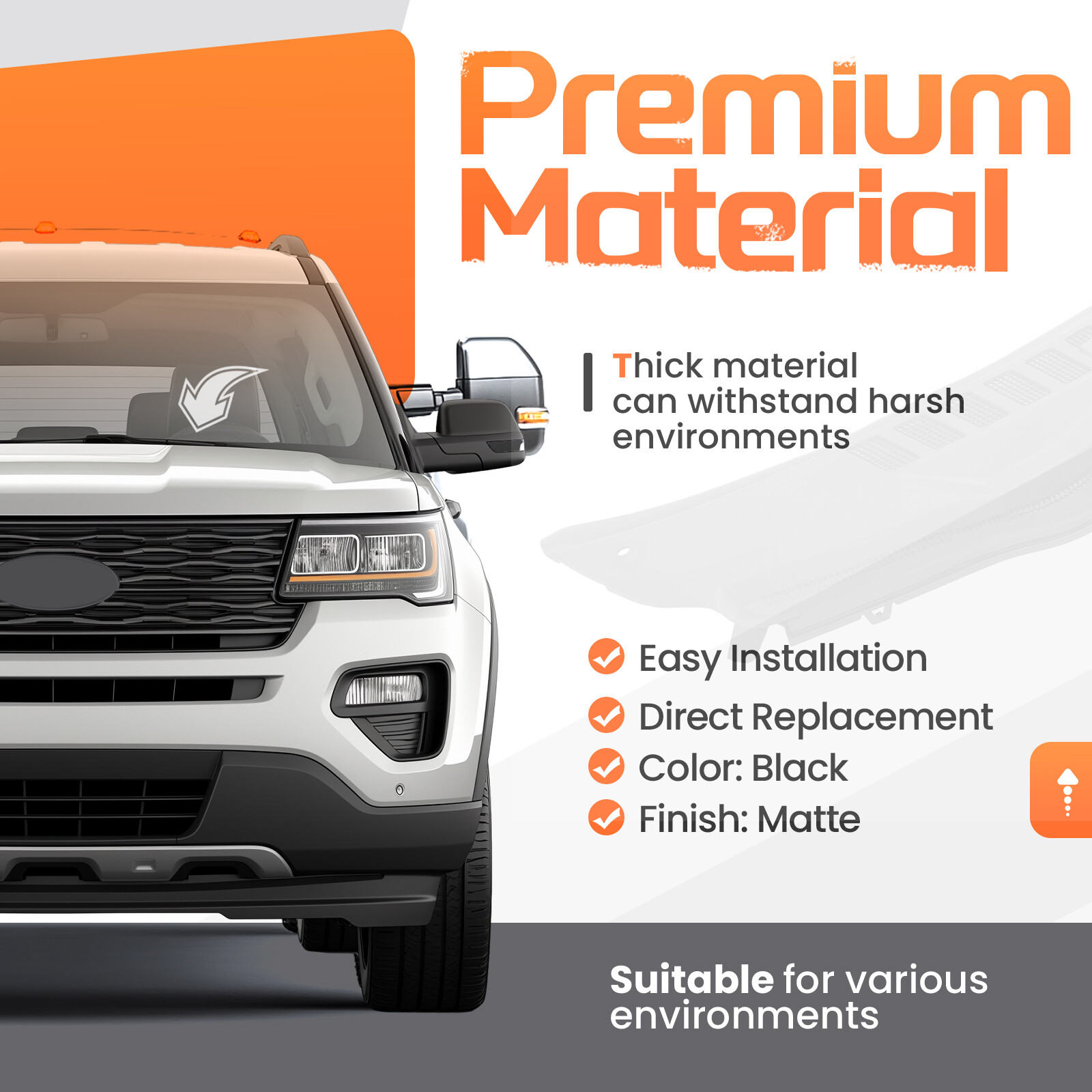 Top Windshield Wiper Cowl Grille For Ford Explorer 2011-2019 #FO1271109