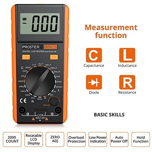 LCR Meter Digital LCR Multimeter Capacitance Resistance Inductance Measuring ...