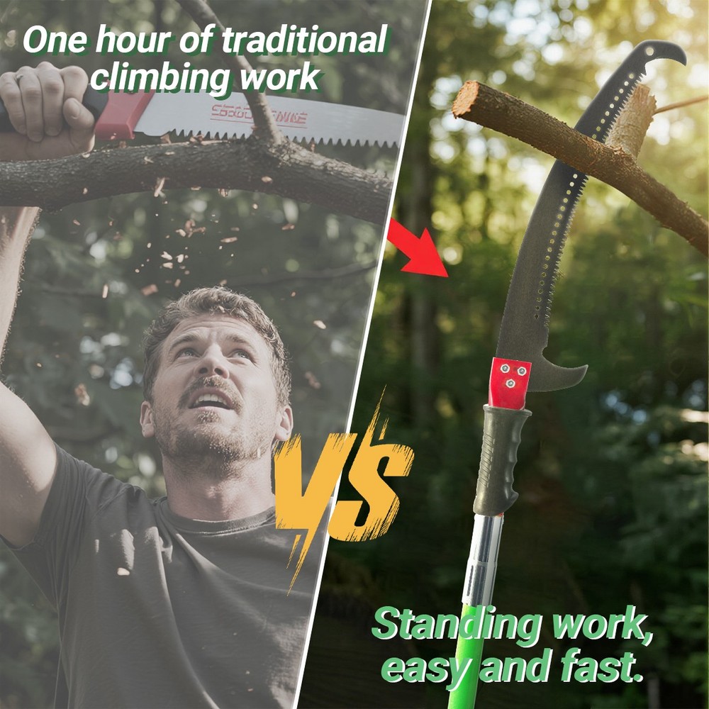 26 Ft Manual Pole Saw Extendable Tree Pruner Blade and Scissors Set for Backyard