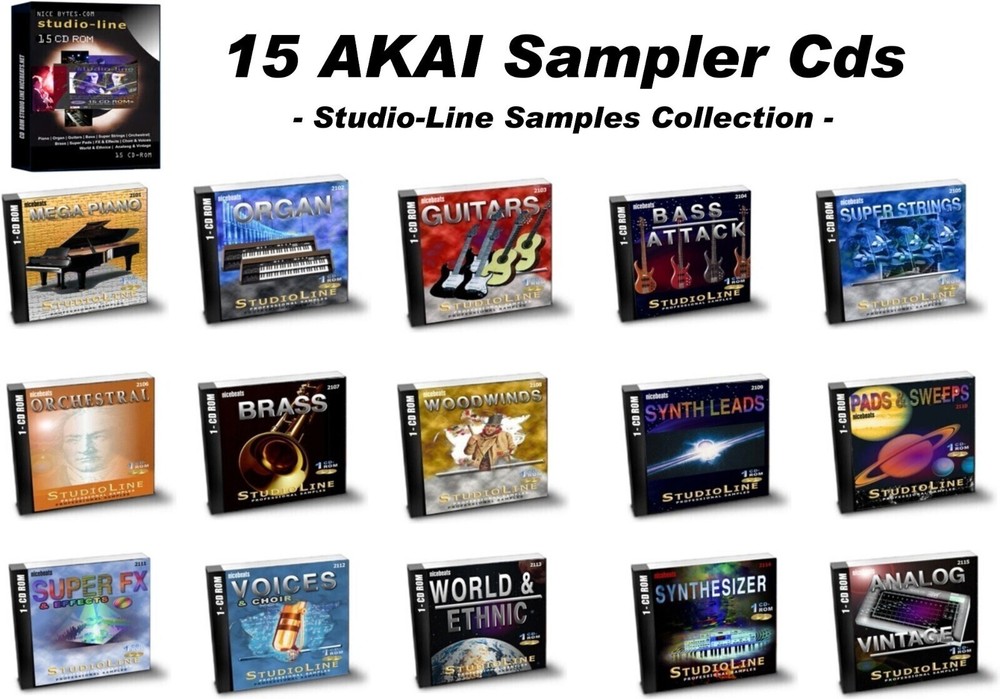 15 CDs AKAI Format Instrument Samples Library CDs for professional use