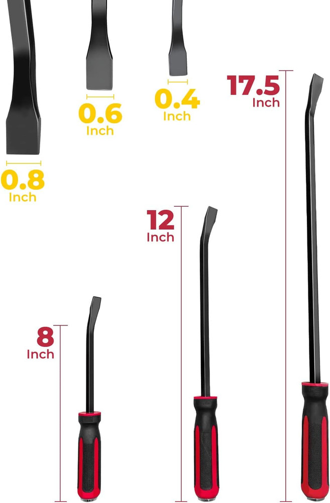 3-PC Steel Pry Bar Set - Strike Cap Handle & Rust Proof