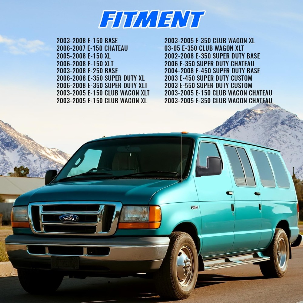 LEFT View Mirror for 02-08 FORD E150 E250 E350 E450 E550 Club Wagon Super Duty