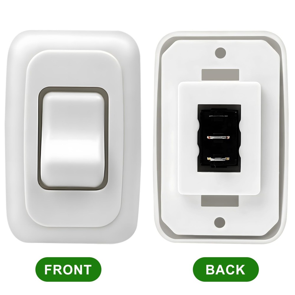 Single SPST On-Off Switch with Bezel, 12V Light Switch for RV, Camper(White)