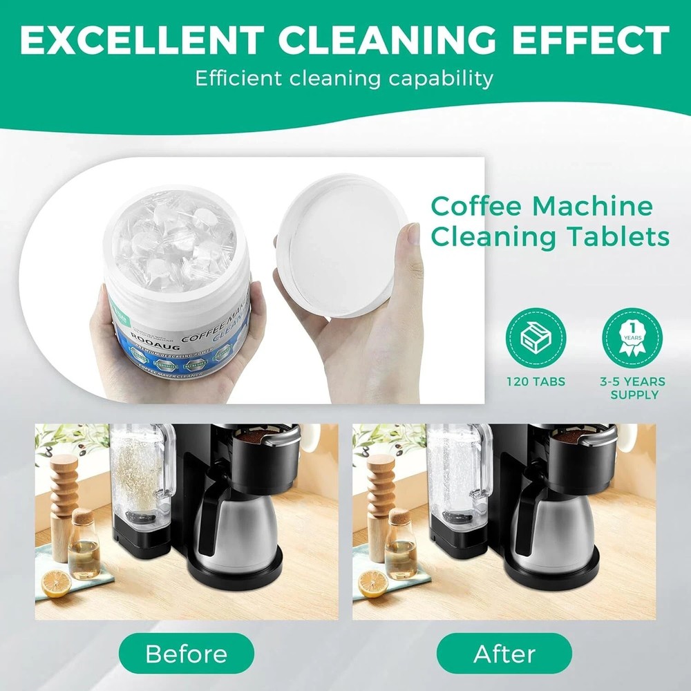 120 Tabs Coffee Maker Cleaner,Espresso Machine Cleaning Tablets Compatible for A