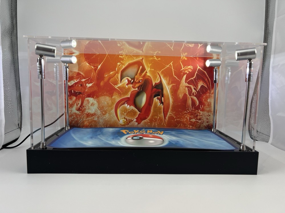 Charizard Custom 2-3 Card PSA Display Case W/ LED Lights - Pokemon