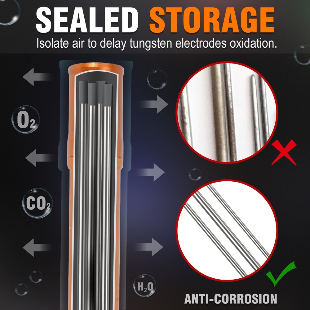 3mirrors Tungsten Electrode Holder Storage Case 3-Section Magnetic Base Orange