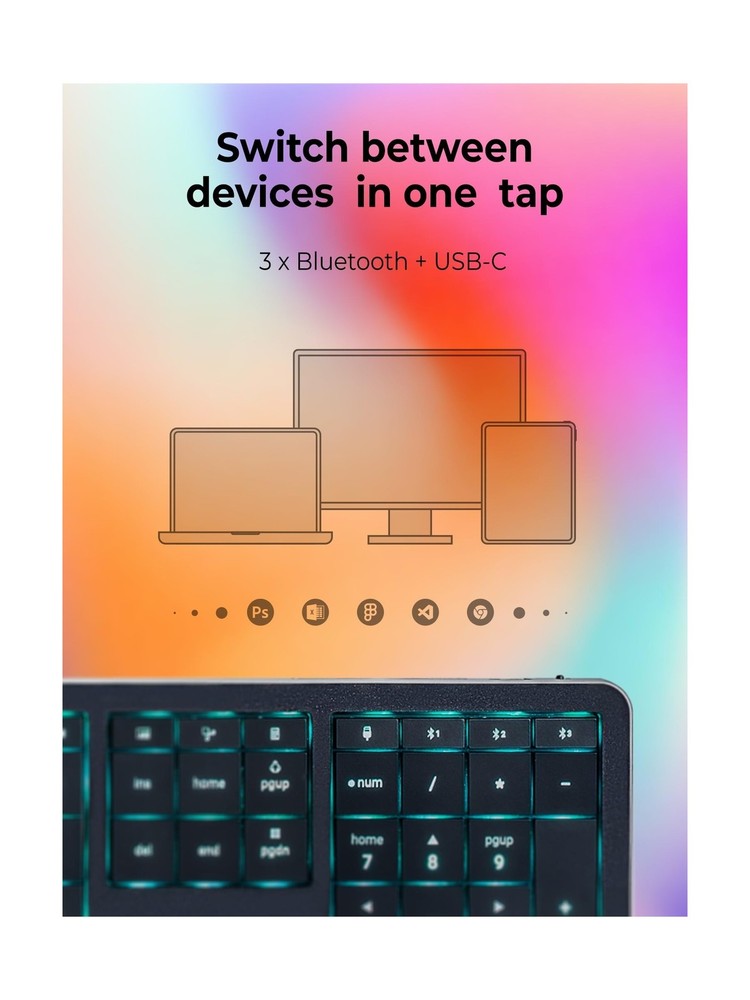 CLVX 1 Wireless Touchpad Keyboard – Bluetooth & USB-C – Low Profile,