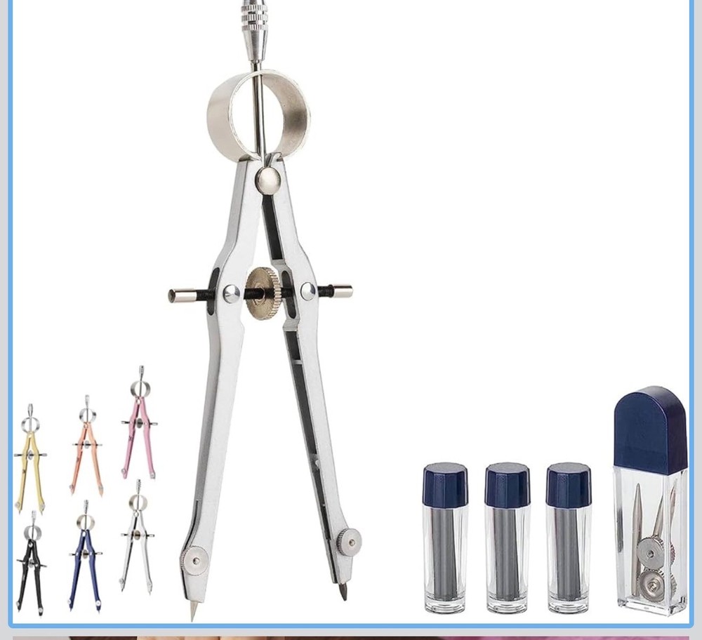 Mr. Pen- Professional Compass for Geometry, Extra Lead, Metal Compass, Drafting
