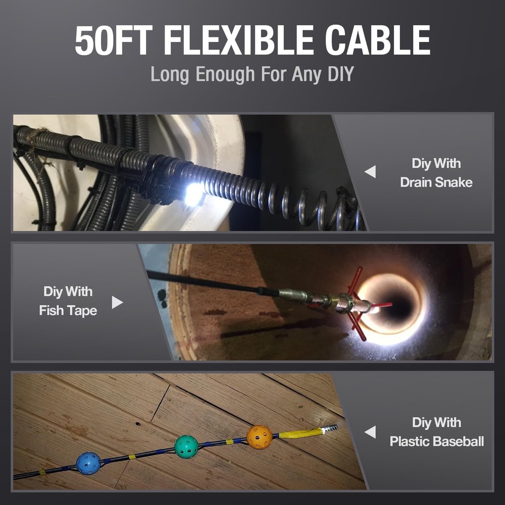 Teslong 50FT USB-C Borescope Camera with Light, Only Compatible 50FT, black