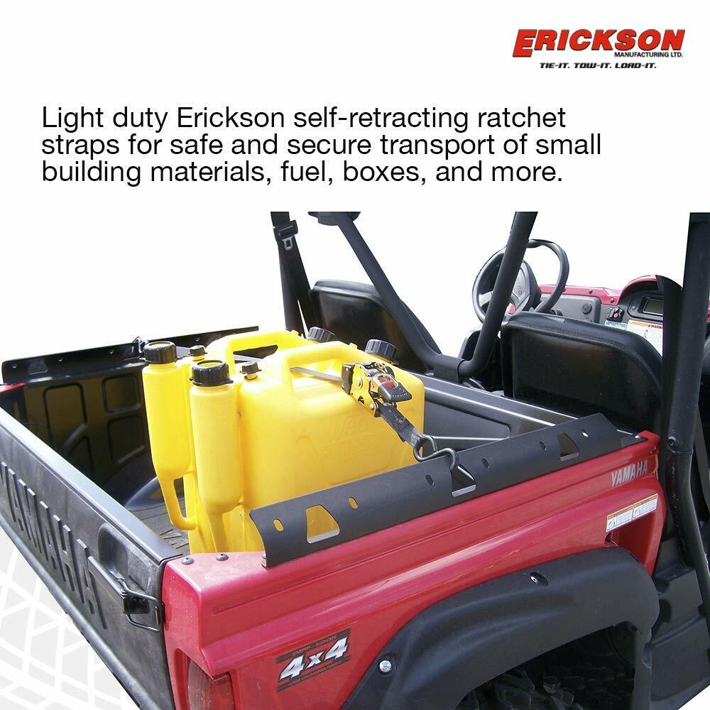 Erickson 34415 Pro Series Black Retractable Ratcheting Tie-Down Strap (Pack of 2