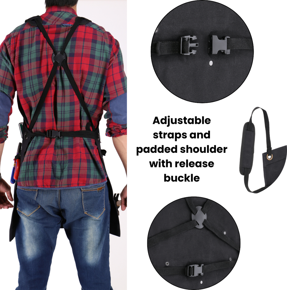 WHITEDUCK Heavy Duty Waxed Thick Canvas Apron 24oz Multi-Functional Work Apron