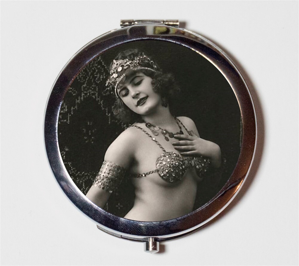 Belly Dancer Flapper Art Deco Compact Mirror Make Up Pocket Mirror Cosmetics
