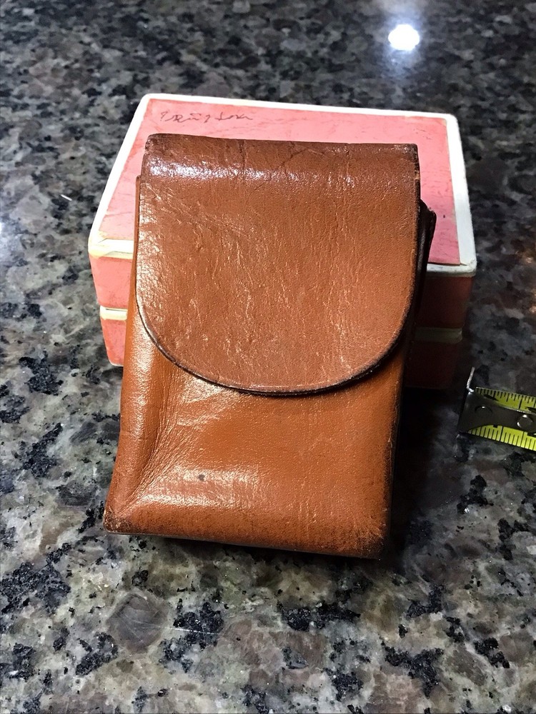 VINTAGE WW2 MILITARY 1940’s Brown Leather Cigarette Holder Hand Stitched Case