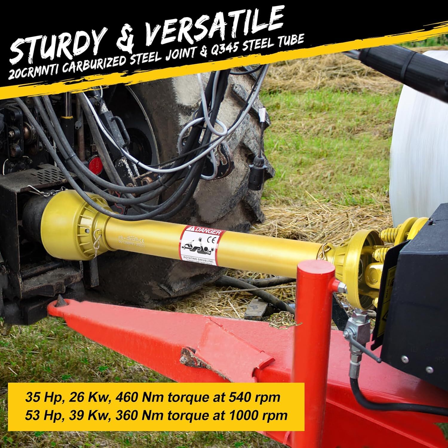 1-3/8" PTO Shaft PTO Drive Shaft with Slip Clutch 31.5"-41" 6 Spline Both Ends