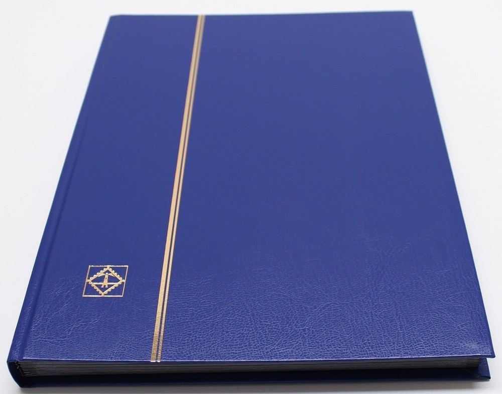 BLUE 32 Page Lighthouse Stamp Stock Book with Black Pages, 9 Strips per Page