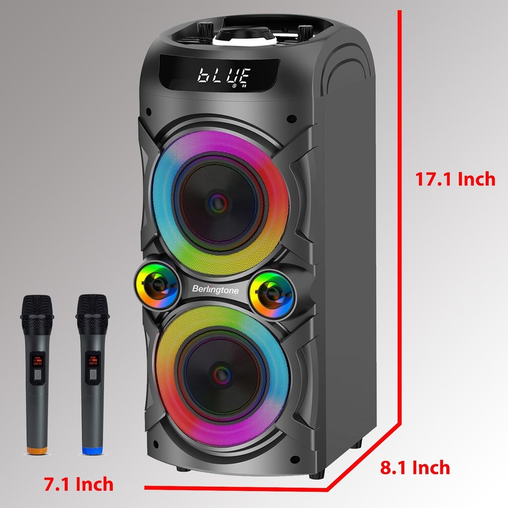 Berlingtone BR-37K, Bluetooth Speaker, Karaoke function with 2 VHF Wireless Mic