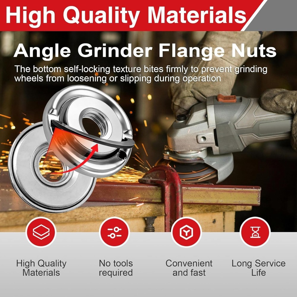 2 Pcs 5/8- Angle Grinder Flange Nuts with 5/8- Inch Thread, Quick Change Lock...