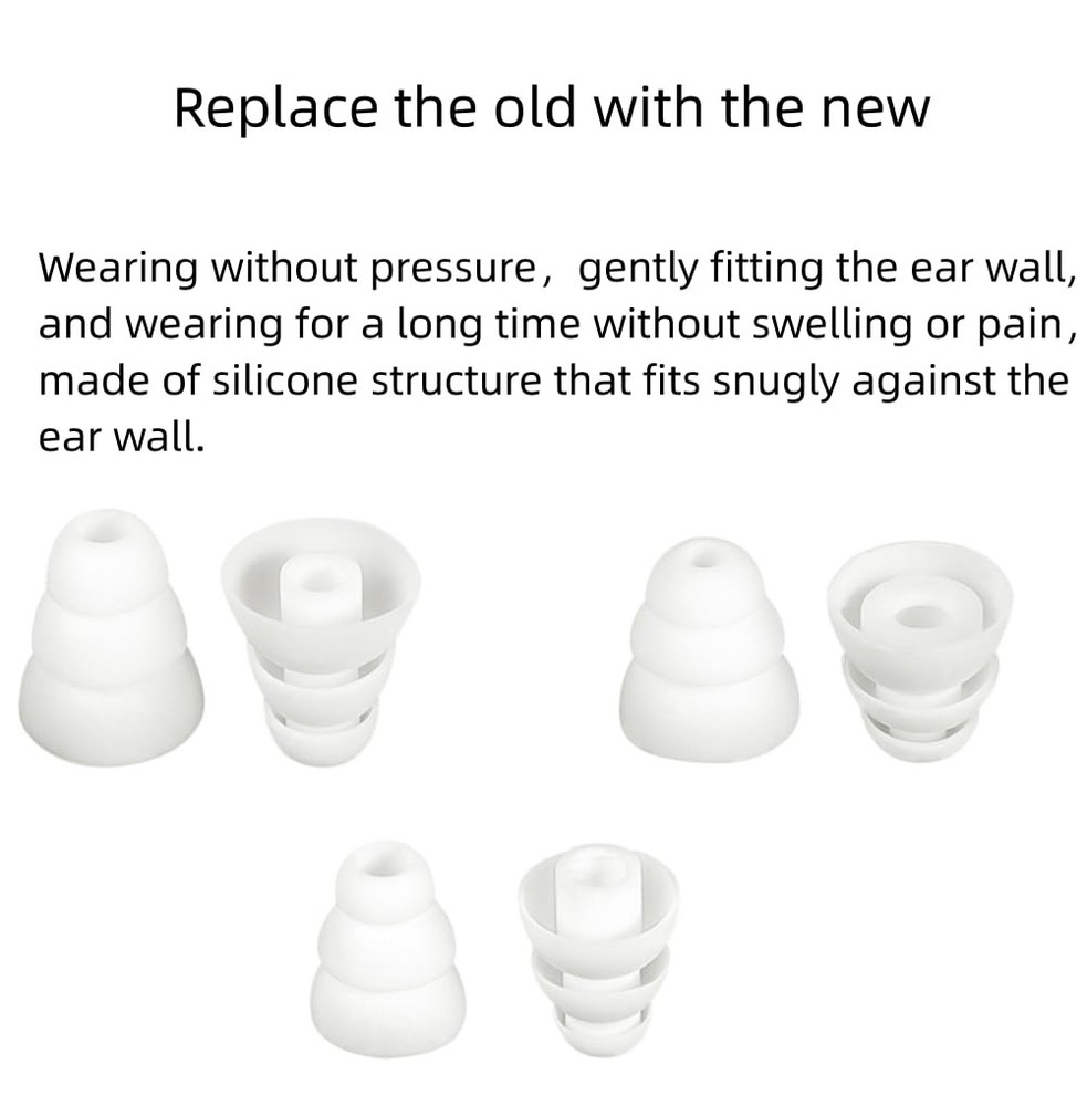SNHTLS Earbud Tips Triple Flange Replacement large, White