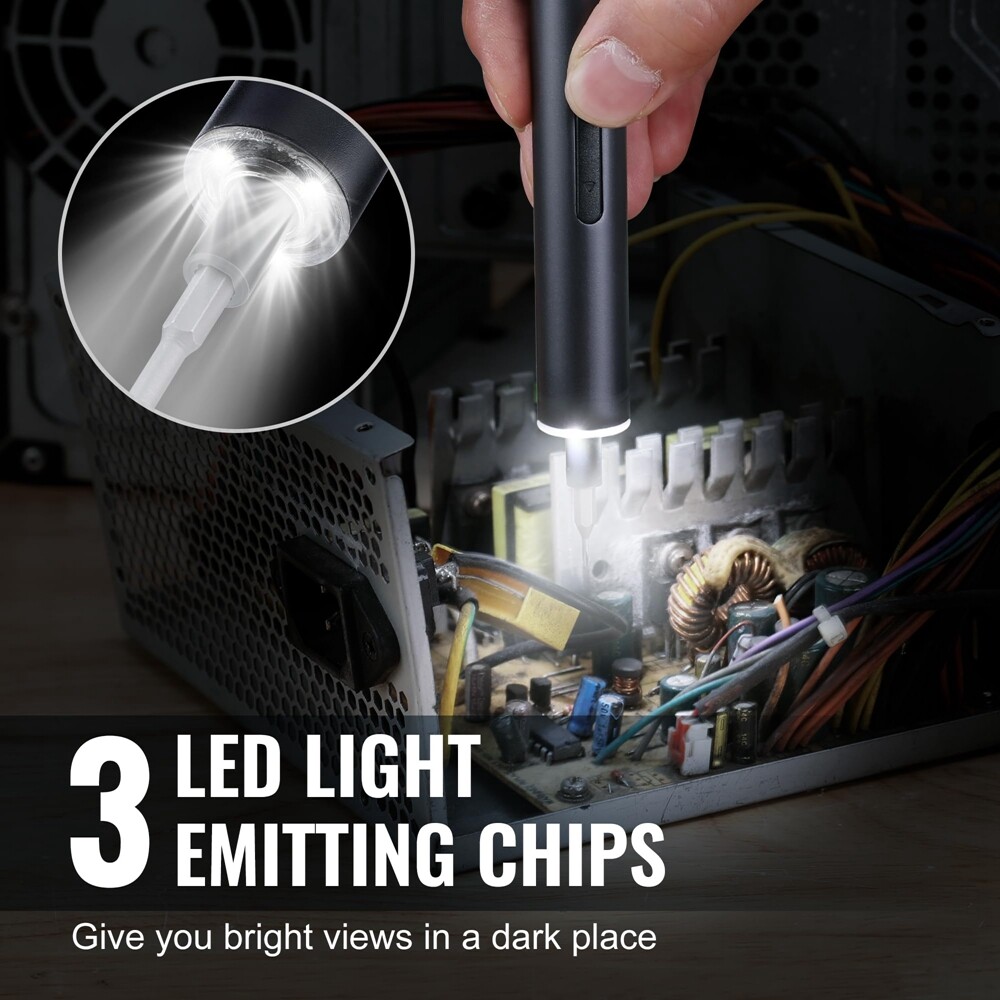 WORKPRO 22PCS Precision Electric Screwdriver Set S2 Steel Bit LED Work Light NEW