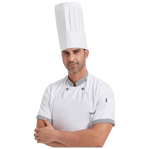 Chef Tall Hat Adjustable Elastic Kitchen Grill BBQ Cooking Chef Cap for White