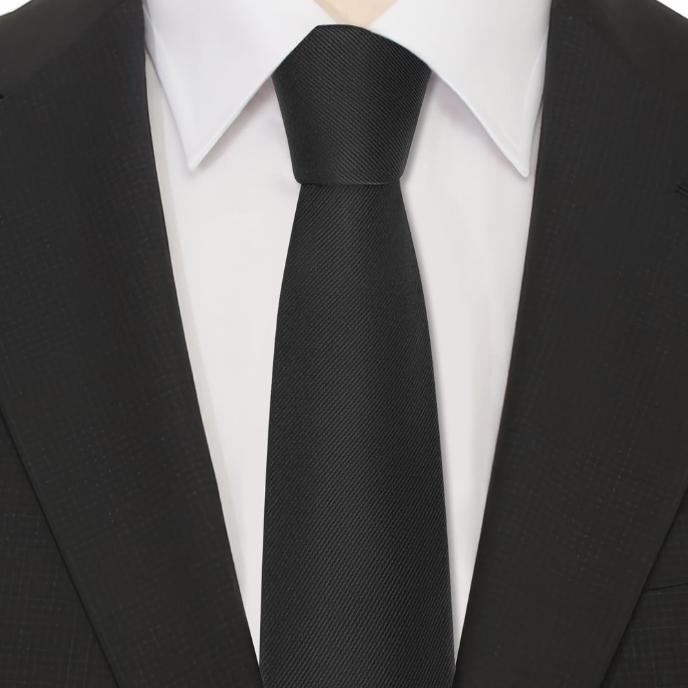 Junmaxroad Black Ties For Men Solid Color Formal Neckties 3.15" Medium,