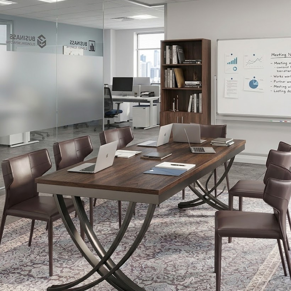 78" Rustic Brown Dining Table Large Rectangular Wood Metal Kitchen Table Seats 8