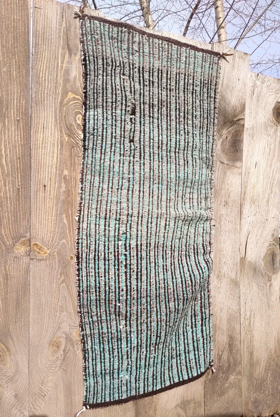 Navajo Rug Antique Native American Indian Twill Weaving Textile 1910 62 x 30