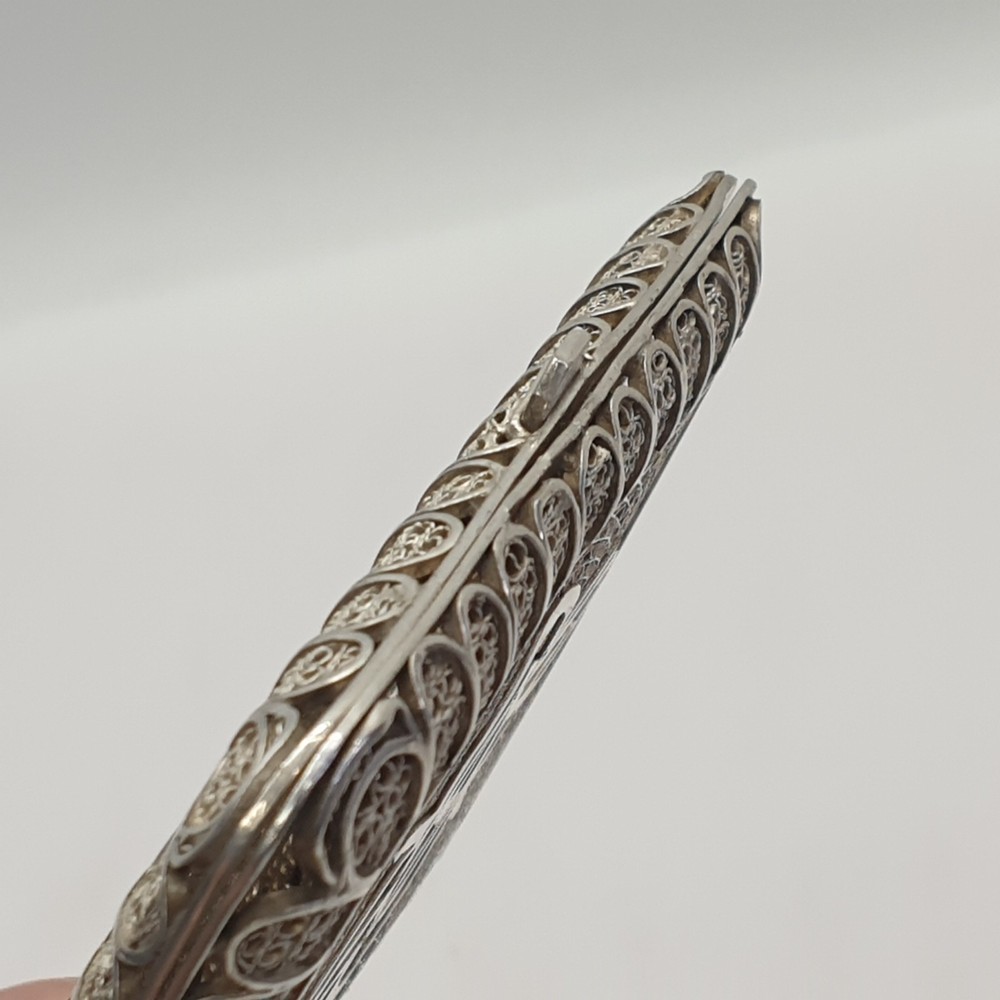 Antique Anglo Indian Solid Silver Filigree Cigarette Case