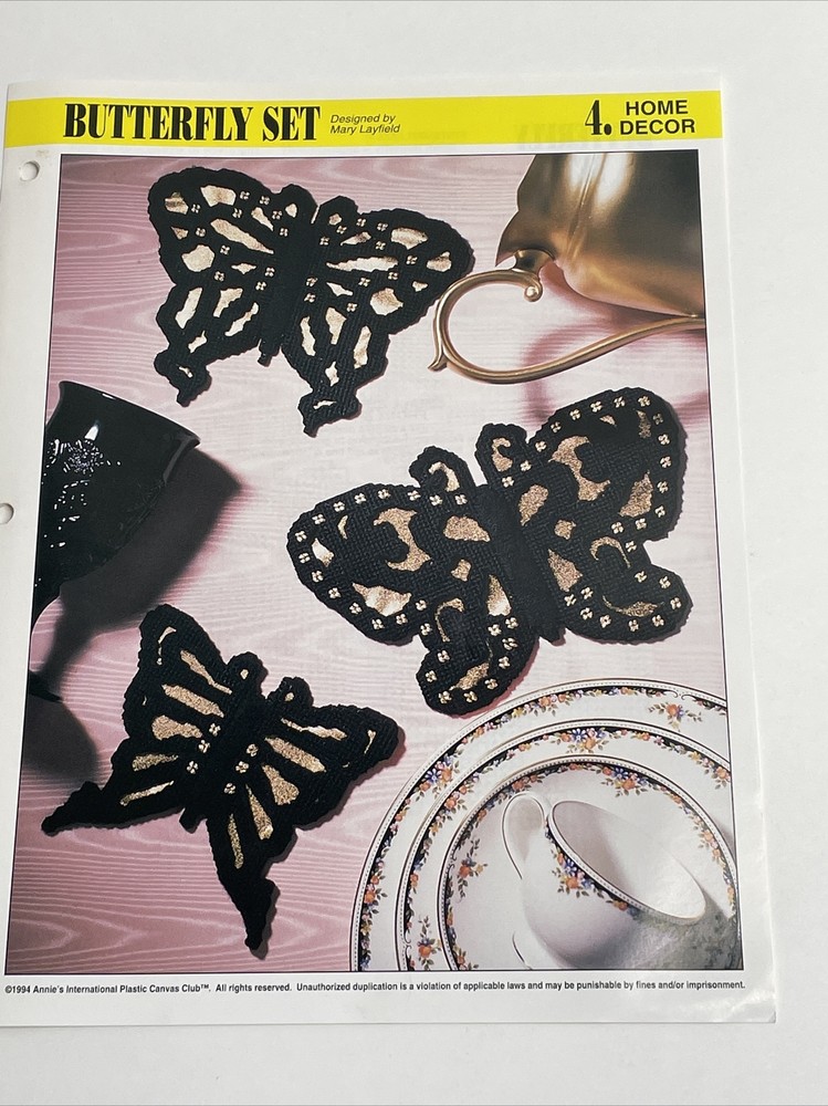Annie's Attic Butterfly Set Plastic Canvas Pattern Page