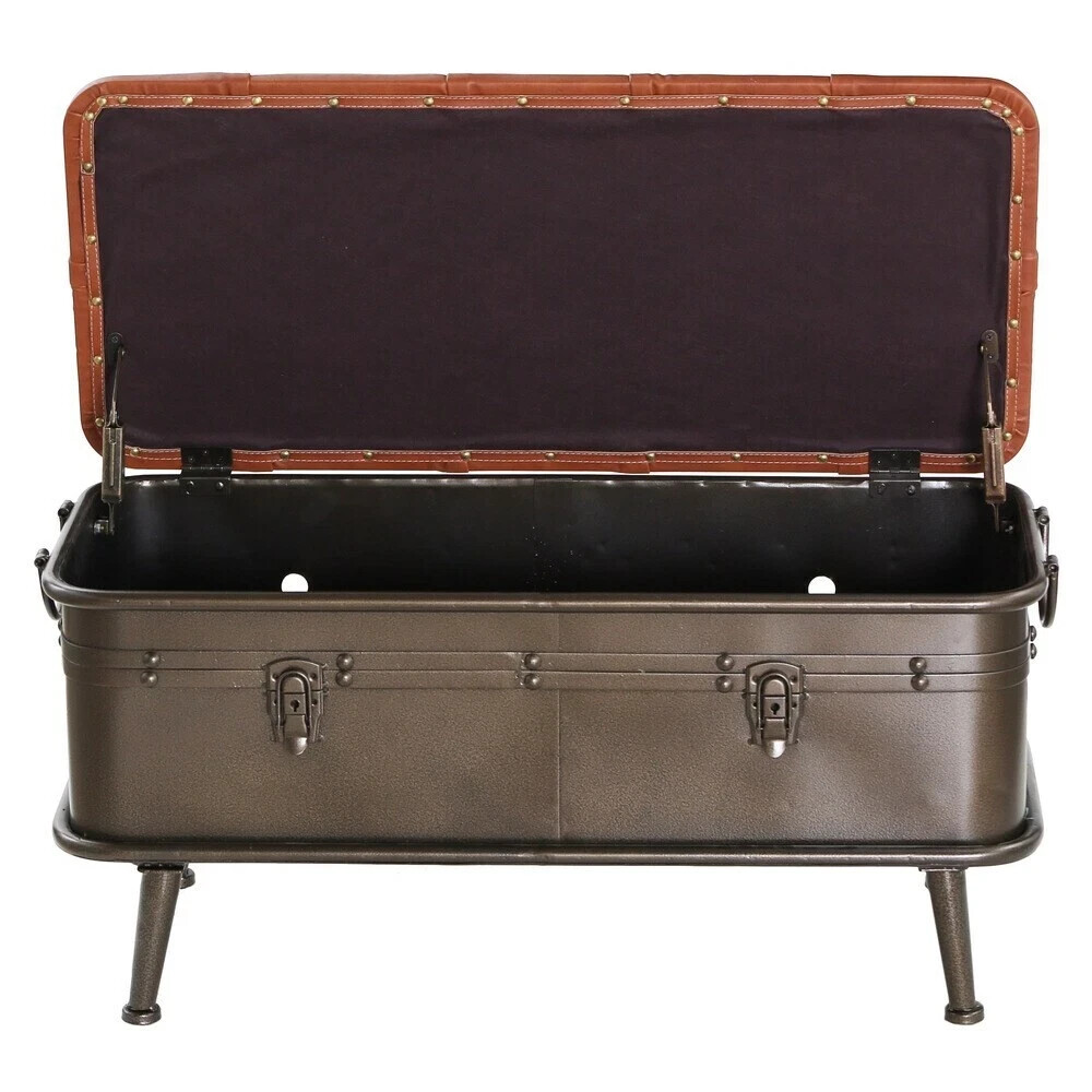 Farmhouse Storage Bench Mid Century Modern Small Trunk Chest Industrial 32x14x17